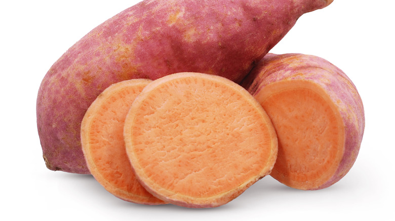 sliced raw sweet potato