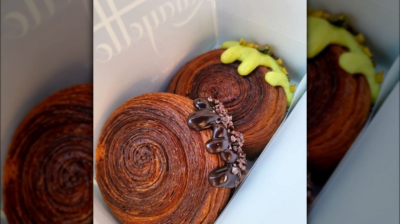 The chocolate supreme and pistachio supreme desserts 