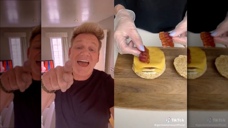 Gordon Ramsay, shocked at a chicken-bun burger