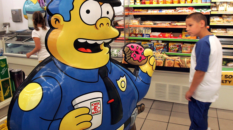 Chief Wiggum Simpsons' display in Chicago 7-Eleven 