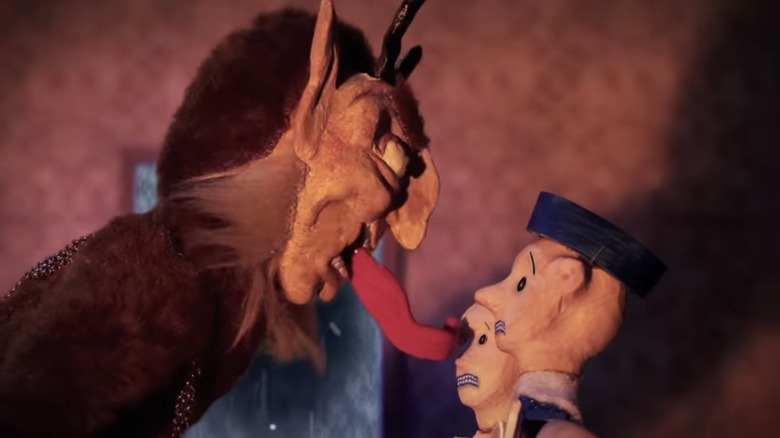 Animated Krampus scaring children