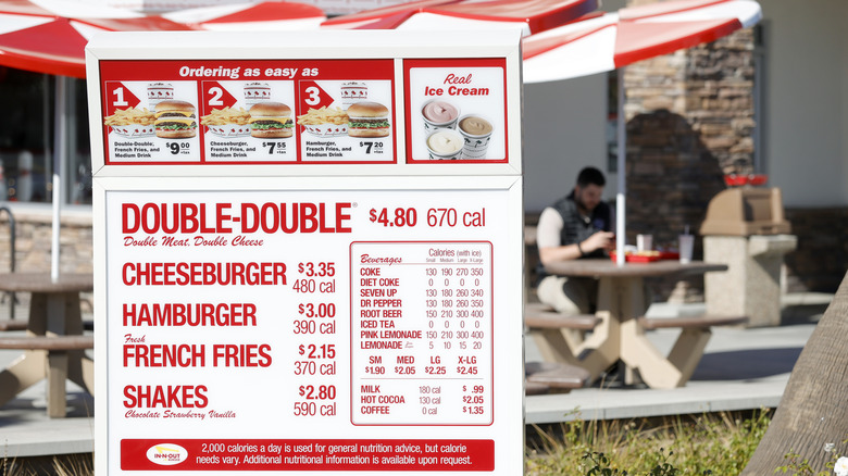 In-N-Out drive-thru menu