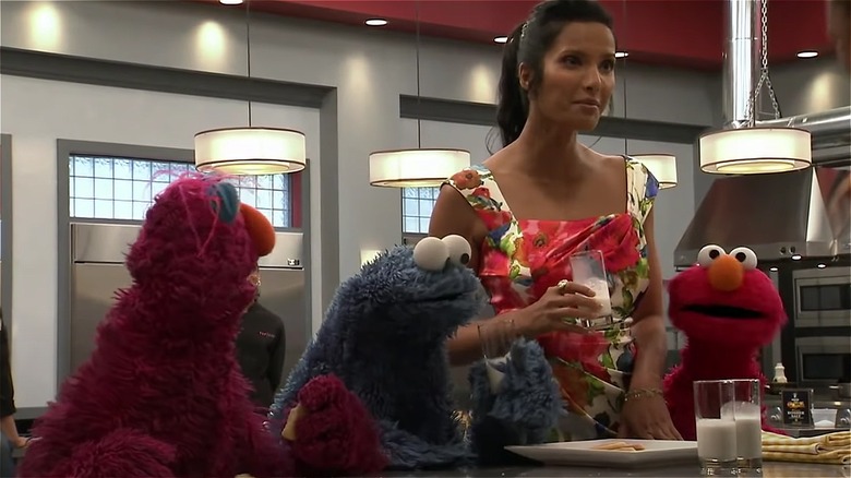 Padma Lakshmi, Elmo, Telly, Cookie Monster