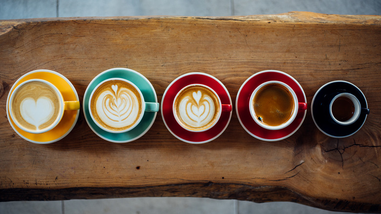 cups of coffee with latte art