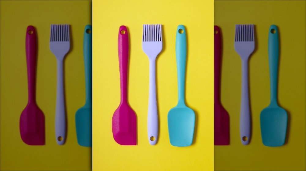 Angled spatula and pastry brush