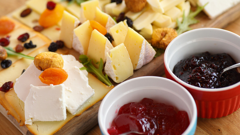 Cheese board with jam