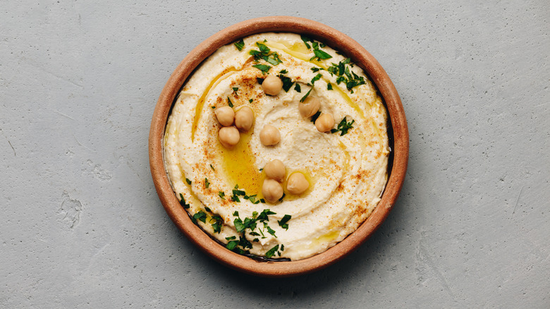 large bowl of chickpea hummus