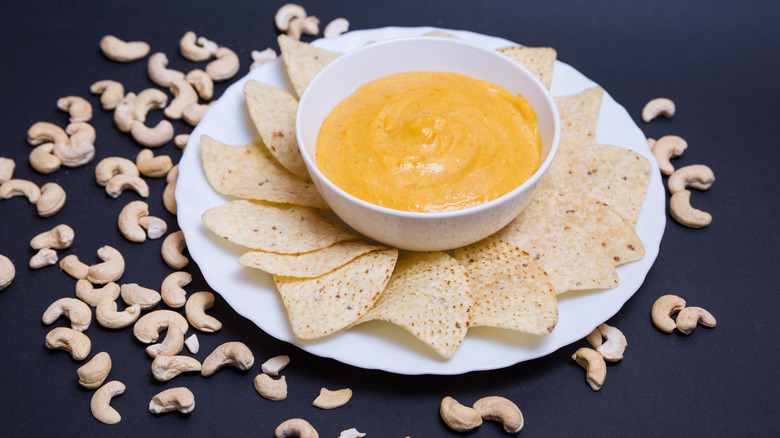 Vegan nacho cheese and chips