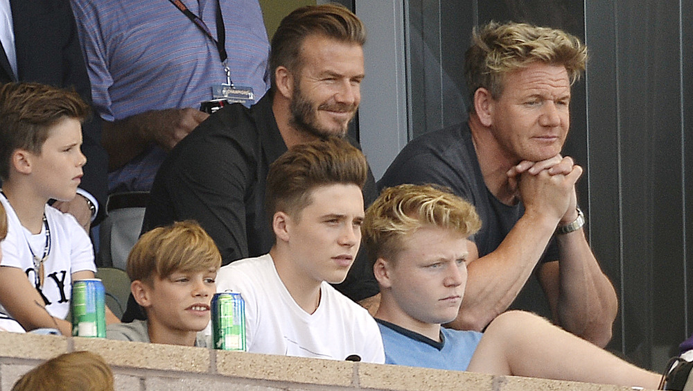 Ramsay and Beckham families watching soccer