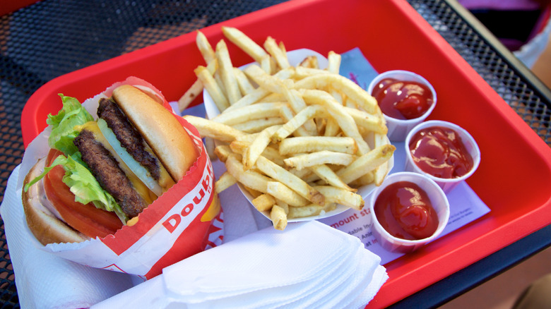 in-n-out tray with food