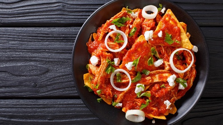 A plate of homemade chilaquiles