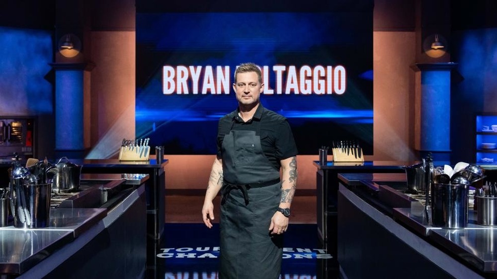 Bryan Voltaggio in a set kitchen