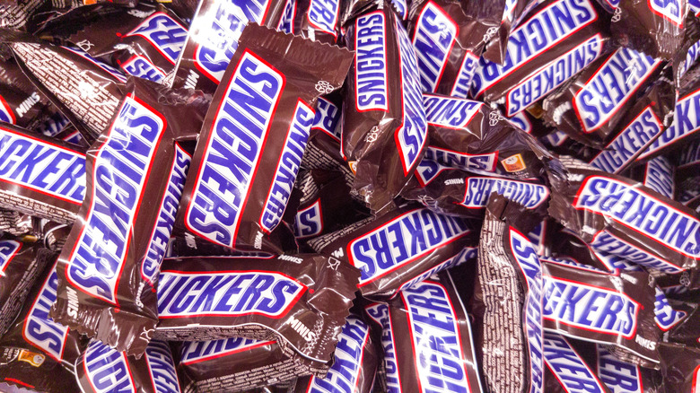 Many fun-size Snickers bars