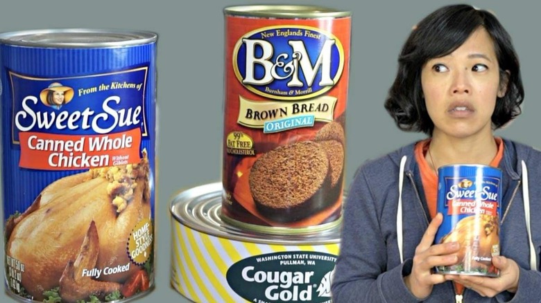 Youtuber with canned foods