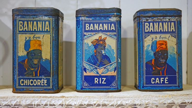 vintage chicory coffee and rice tins