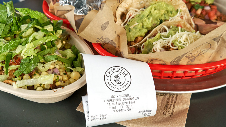 Chipotle bowl and tacos