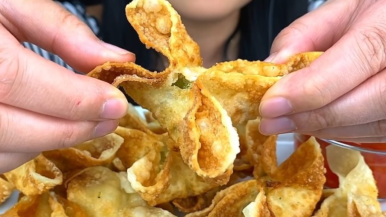 Close up of crab rangoon