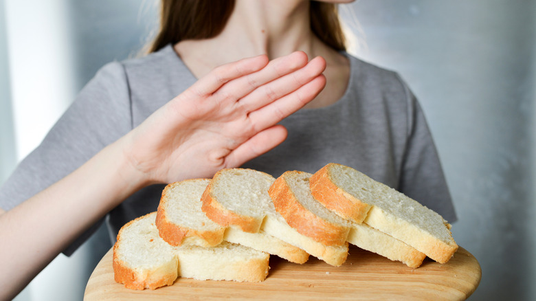 Woman rejecting sliced bread