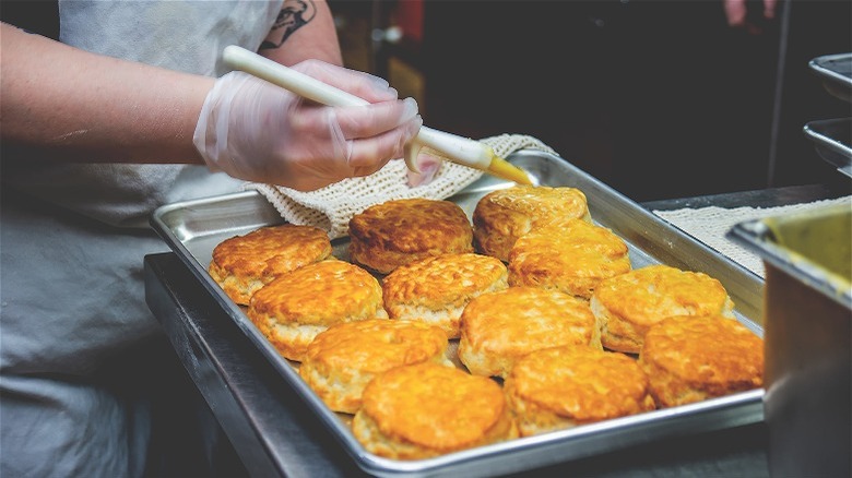 Tray of Hardee's biscuit 