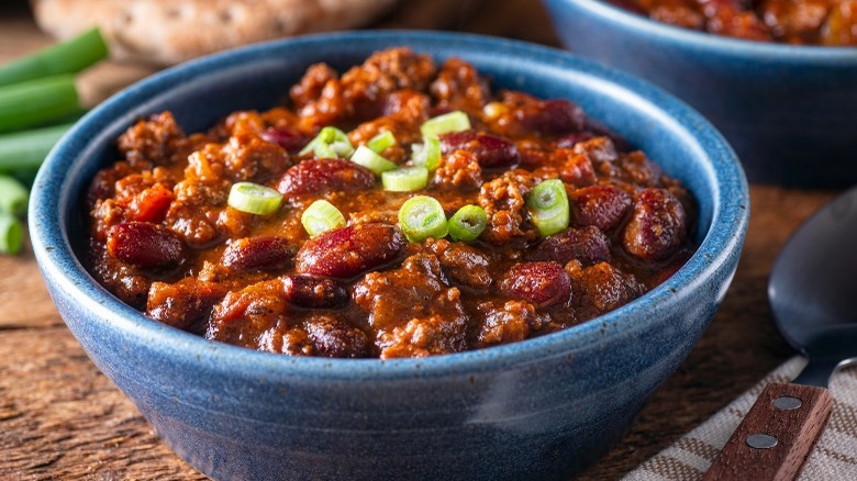 Bowl of chili with beans