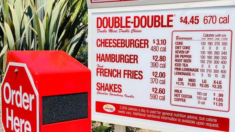 In-n-Out drive-thru menu 