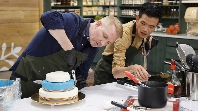 Patrick Herron and Jonah Nigh bake a cake on Baking It