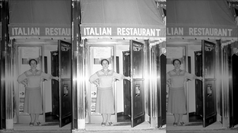 Restaurateur Lidia Bastianich in front of first restaurant