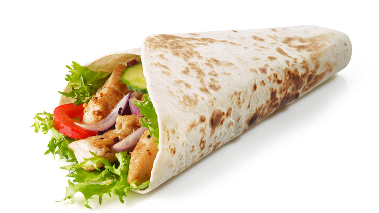 chicken wrap on white background