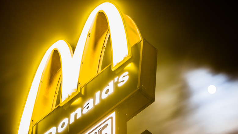 Polish McDonald's sign at night