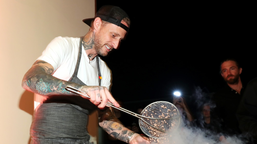 Michael Voltaggio straining food