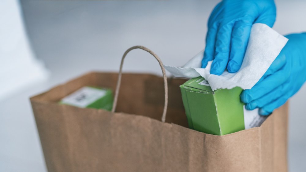 sanitizing groceries