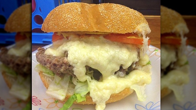 Cheeseburger with lots of melting cheese