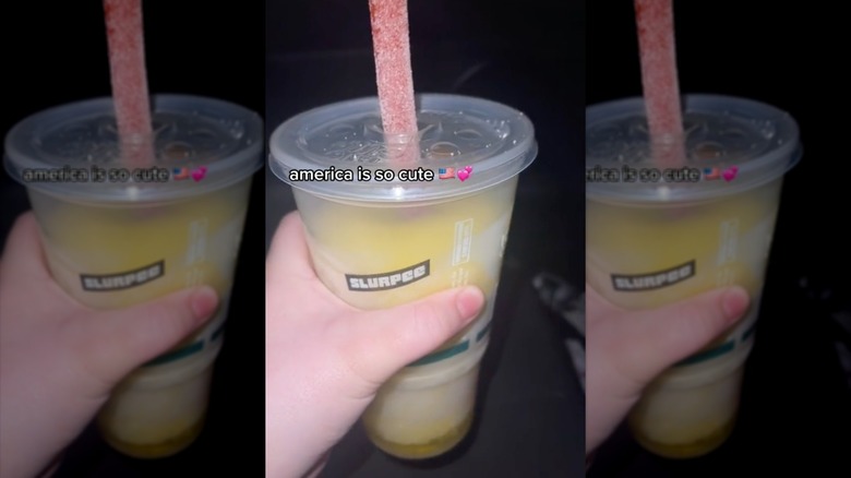 Slurpee with candy straw