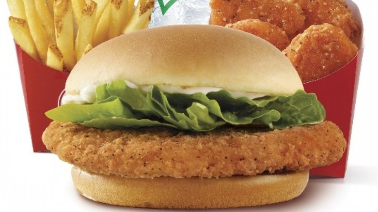 Wendy's spicy crispy chicken sandwich with nuggets and fries