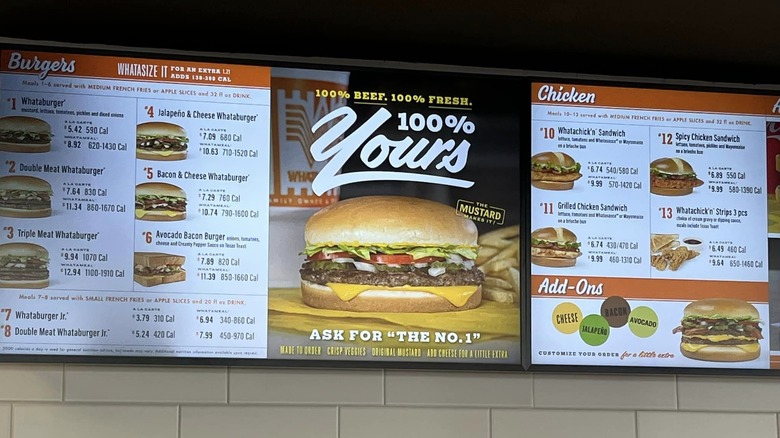 Whataburger menu close-up