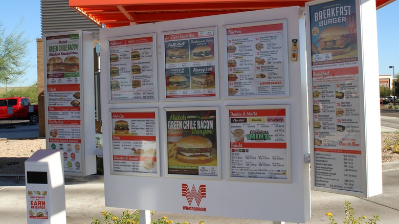 Fast food drive-thru menu