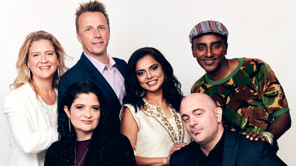 Amanda Freitag, Mark Murphy, Alex Guarnaschelli, Maneet Chauhan, Chris Santos, and Marcus Samuelsson 