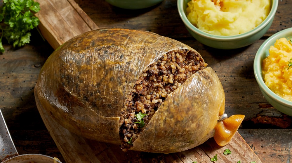 Haggis with side dishes