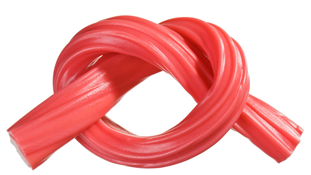 Red licorice tied in knot