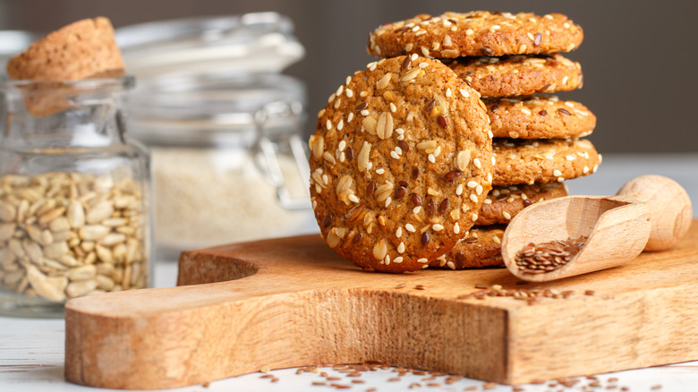 A stack of oatmeal cookies