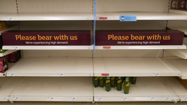 Britain empty supermarket shelves, July 2021