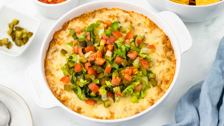 cheeseburger dip in dish