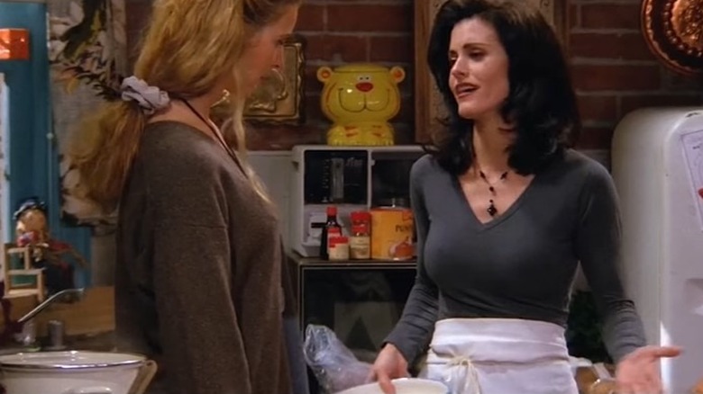 Monica and Phoebe in kitchen