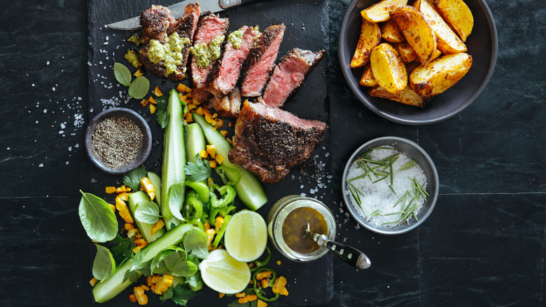 plate of steak and veggies