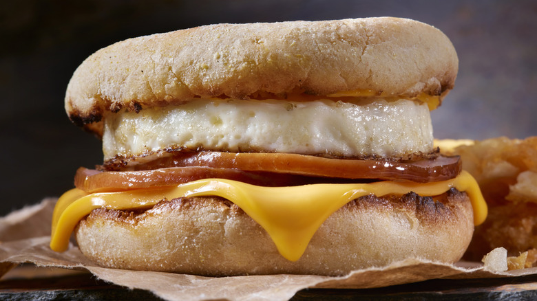 breakfast sandwich Canadian bacon egg cheese