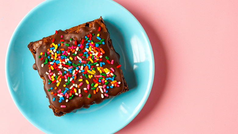 Brownie topped with sprinkles