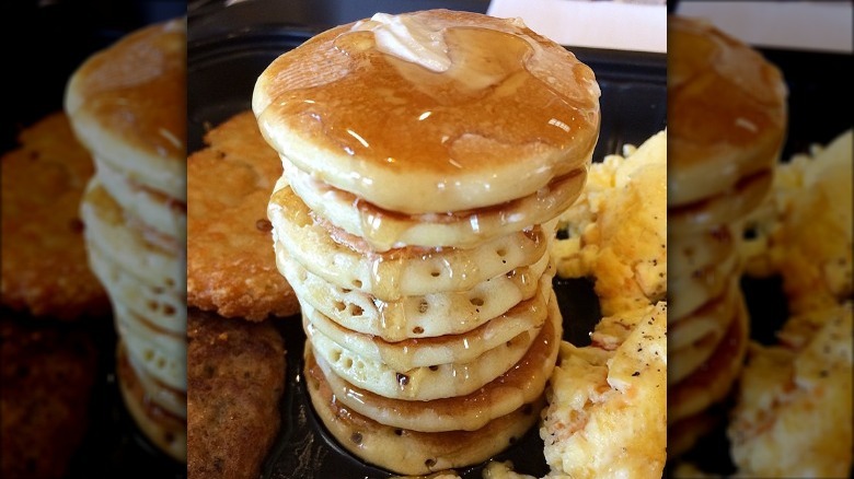 stack of Jack in the Box mini pancakes