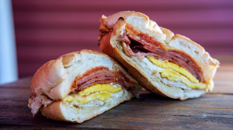 pork roll sliced in half