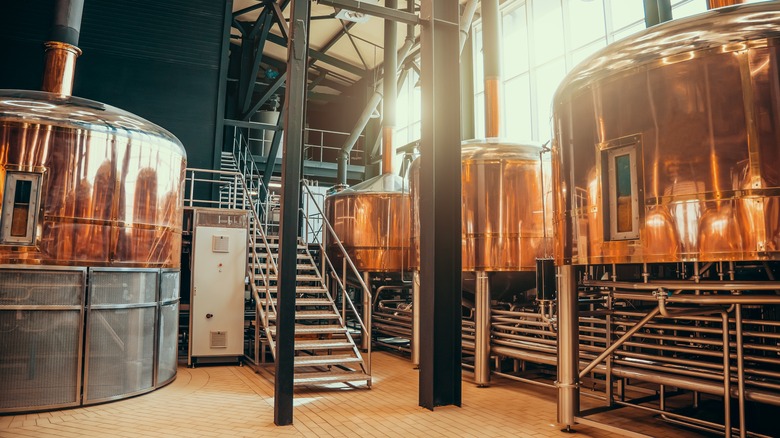 Inside a beer brewery