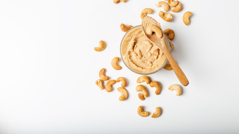 cashew butter with spoon